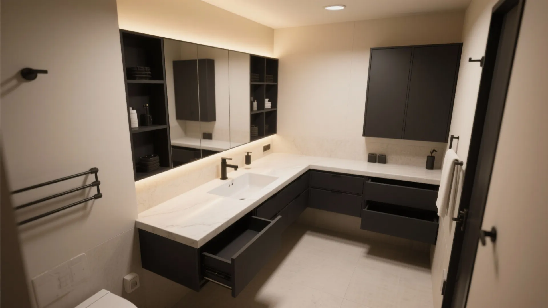 L-Shaped Vanity to Maximize Storage