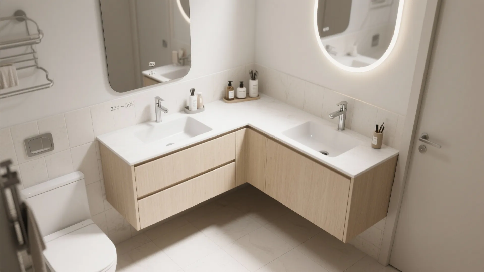 Compact L-Shaped Vanity for Tight Corners