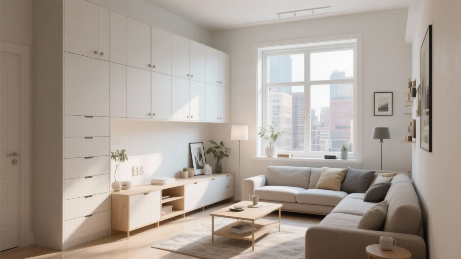 L-shaped wall storage