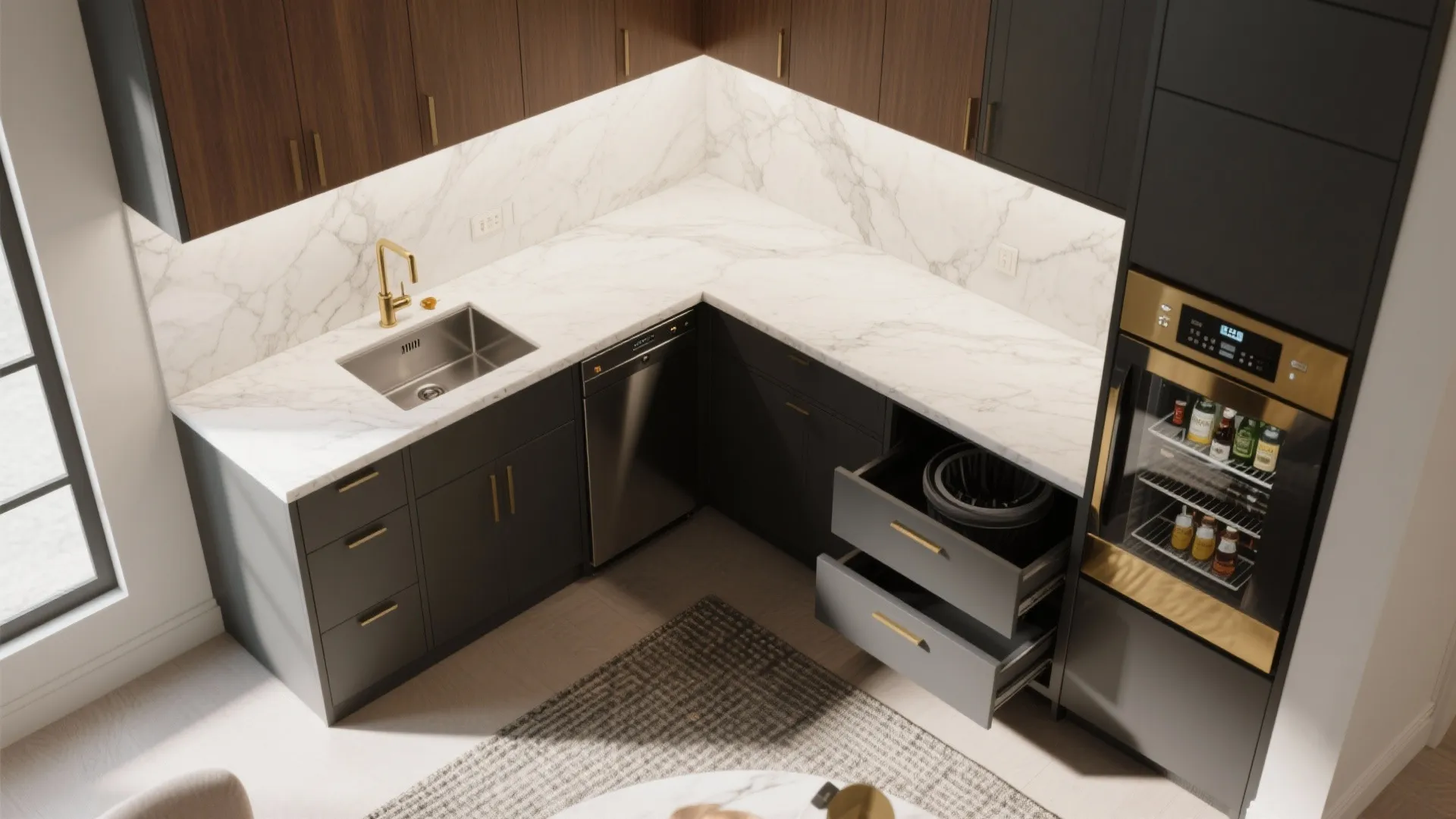 L-Shaped Compact Wet Bar