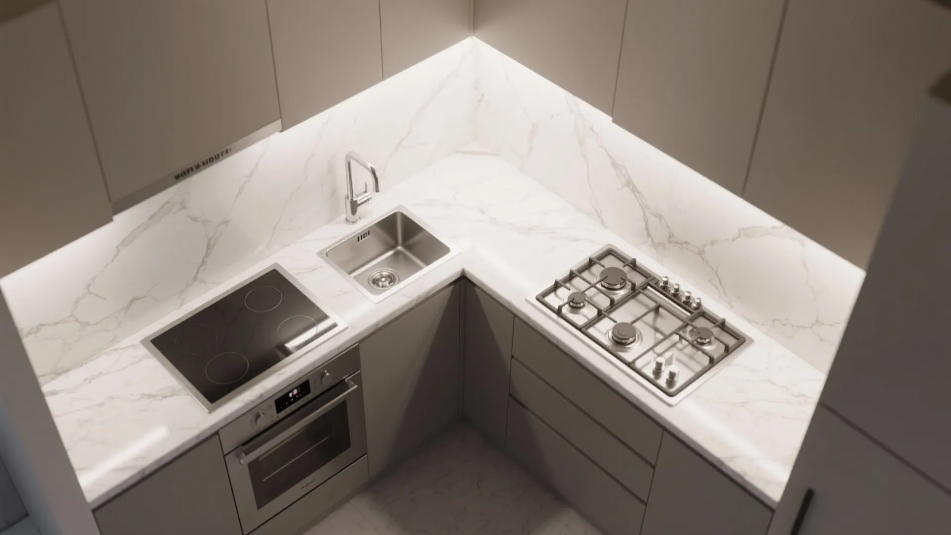 L-Shaped Workflow with Zoned Countertops