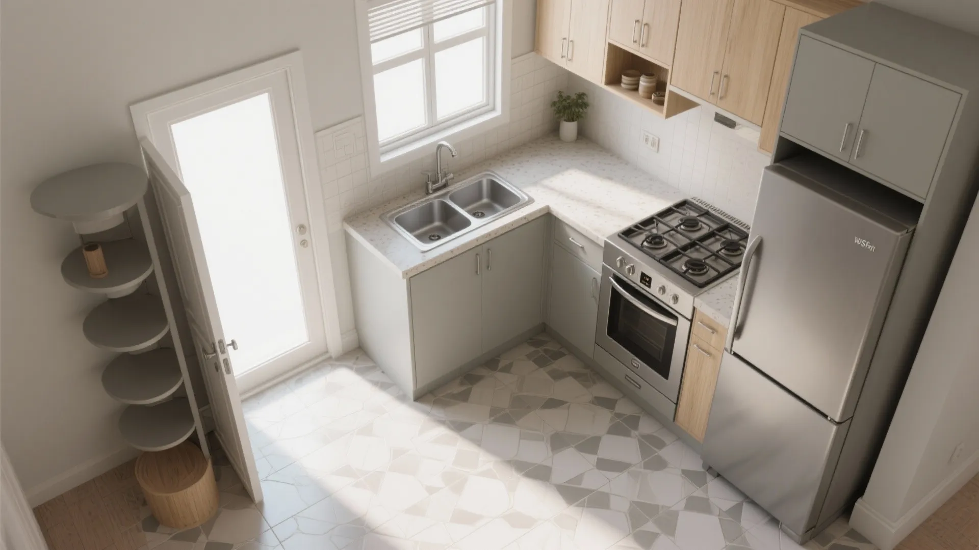 L-shaped small kitchen planning for workflow