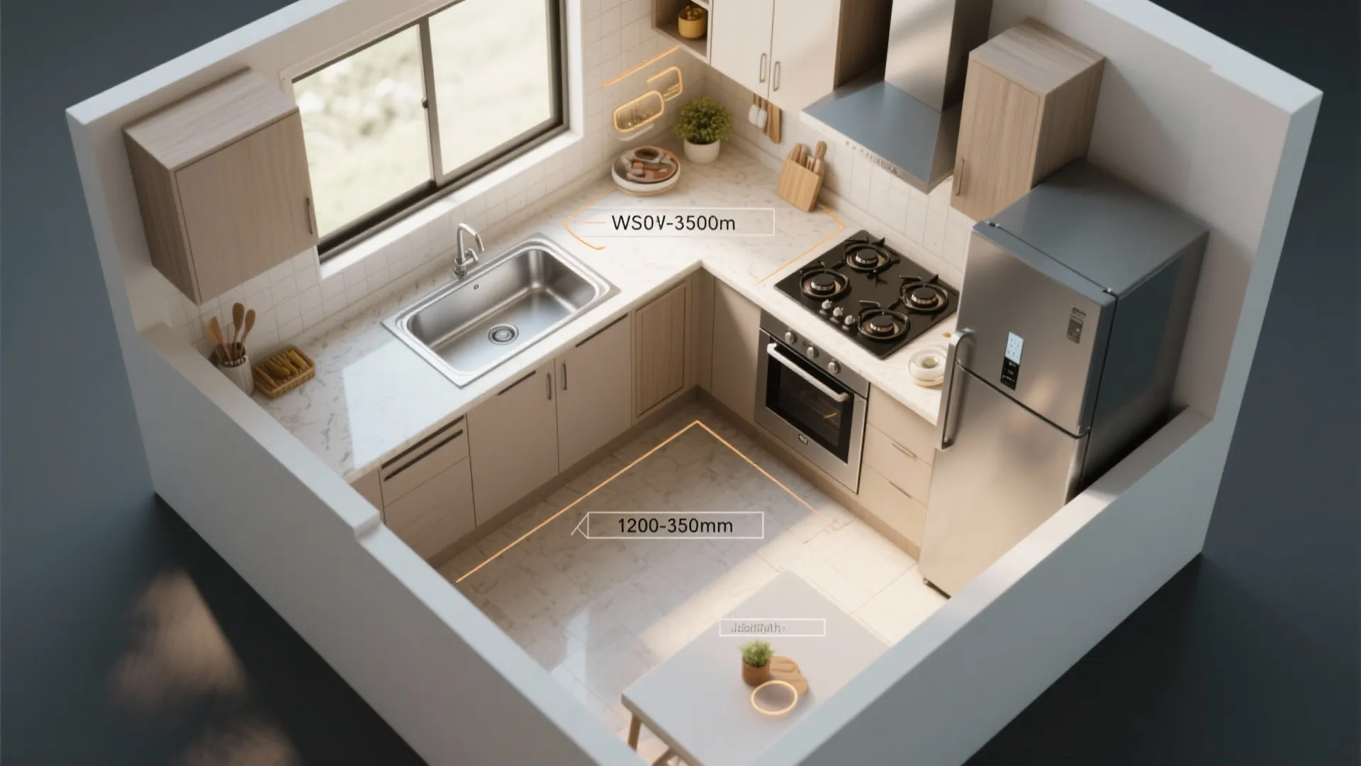 L-Shaped Kitchen Layout for Efficient Workflow