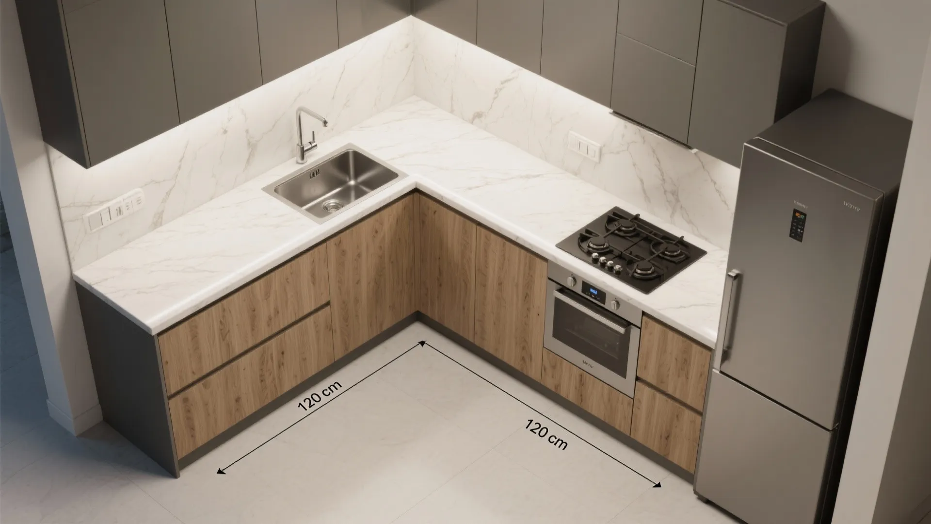 L-shaped kitchen workflow that saves steps