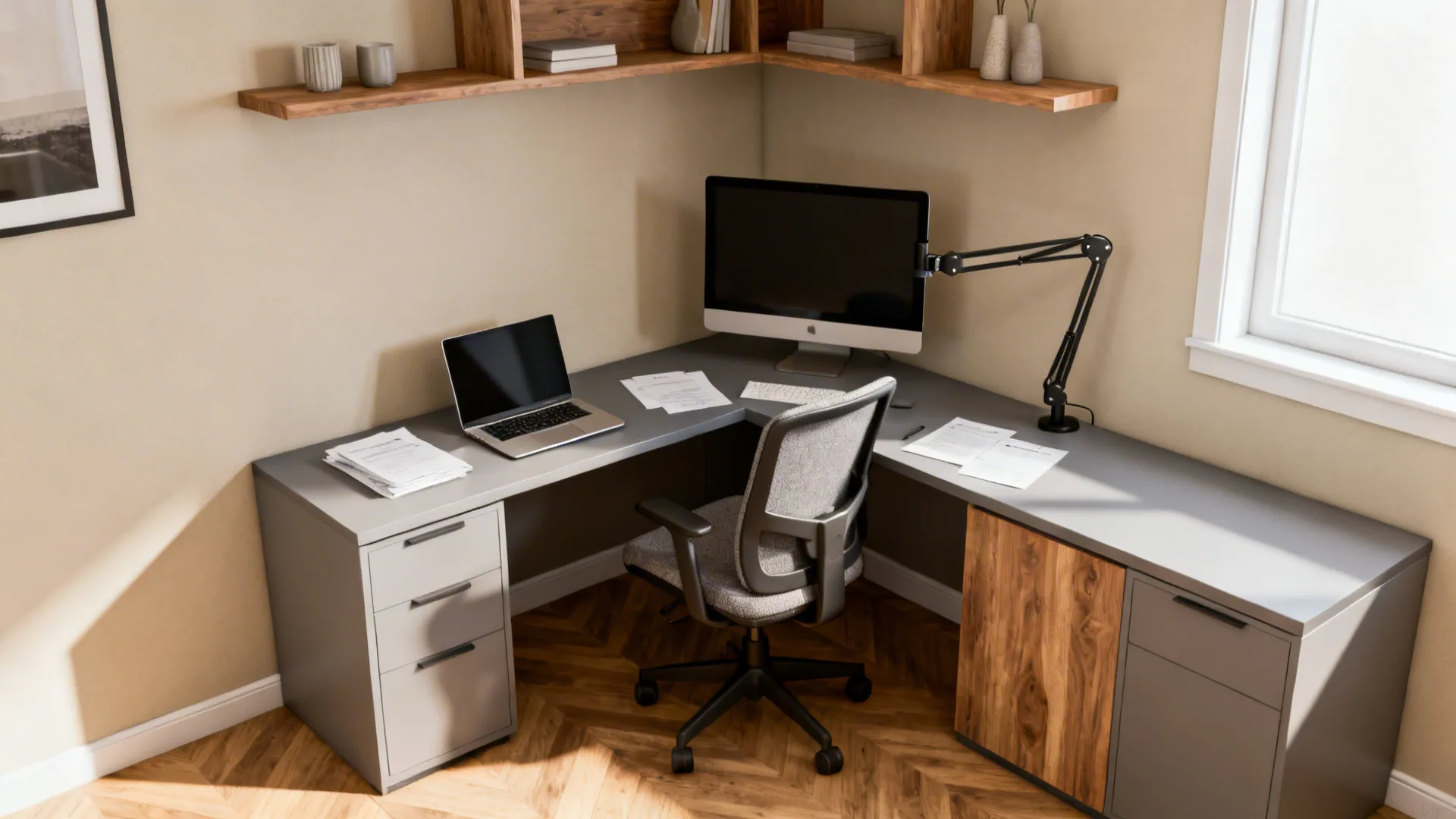 4. L-shaped corner workstation