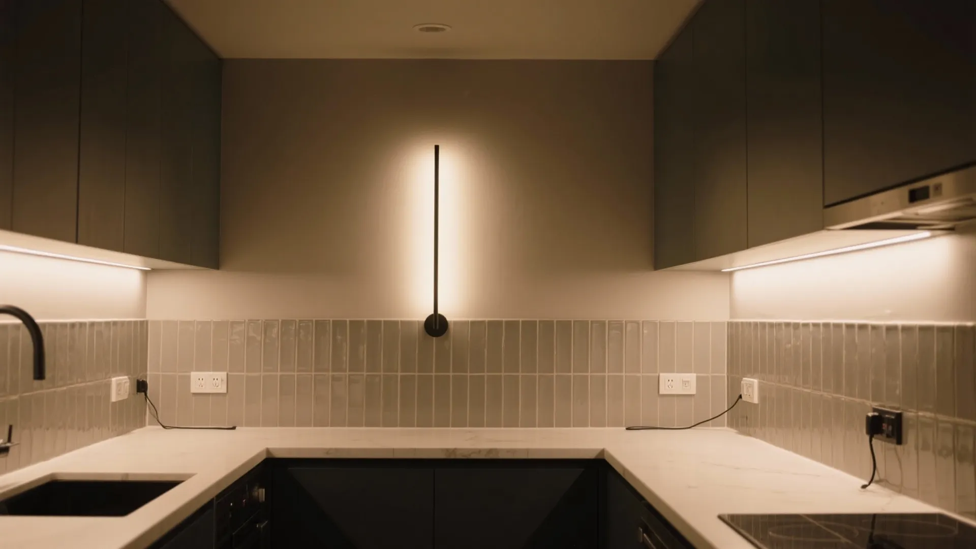 3) Vertical lights as zone markers for an L-shaped plan