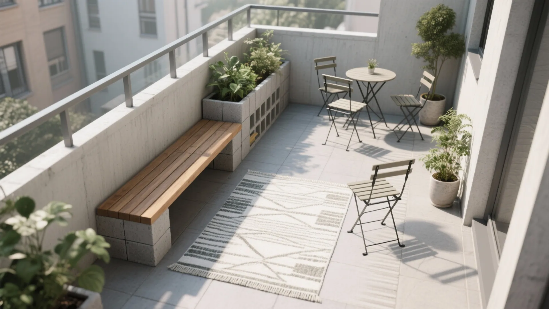 L-Shaped Zoning with Blocks: Seat, Plant, and Store