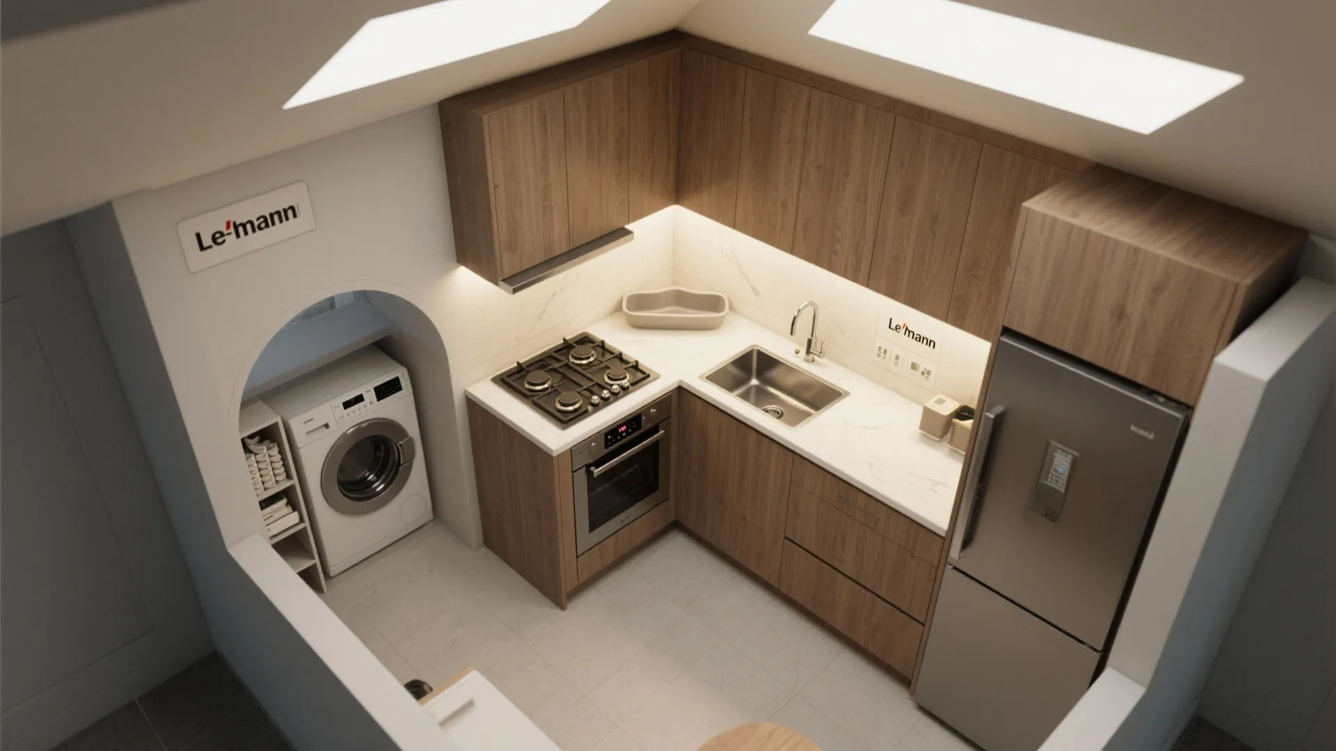 L-Shaped Small-Kitchen Zoning in a Big Home