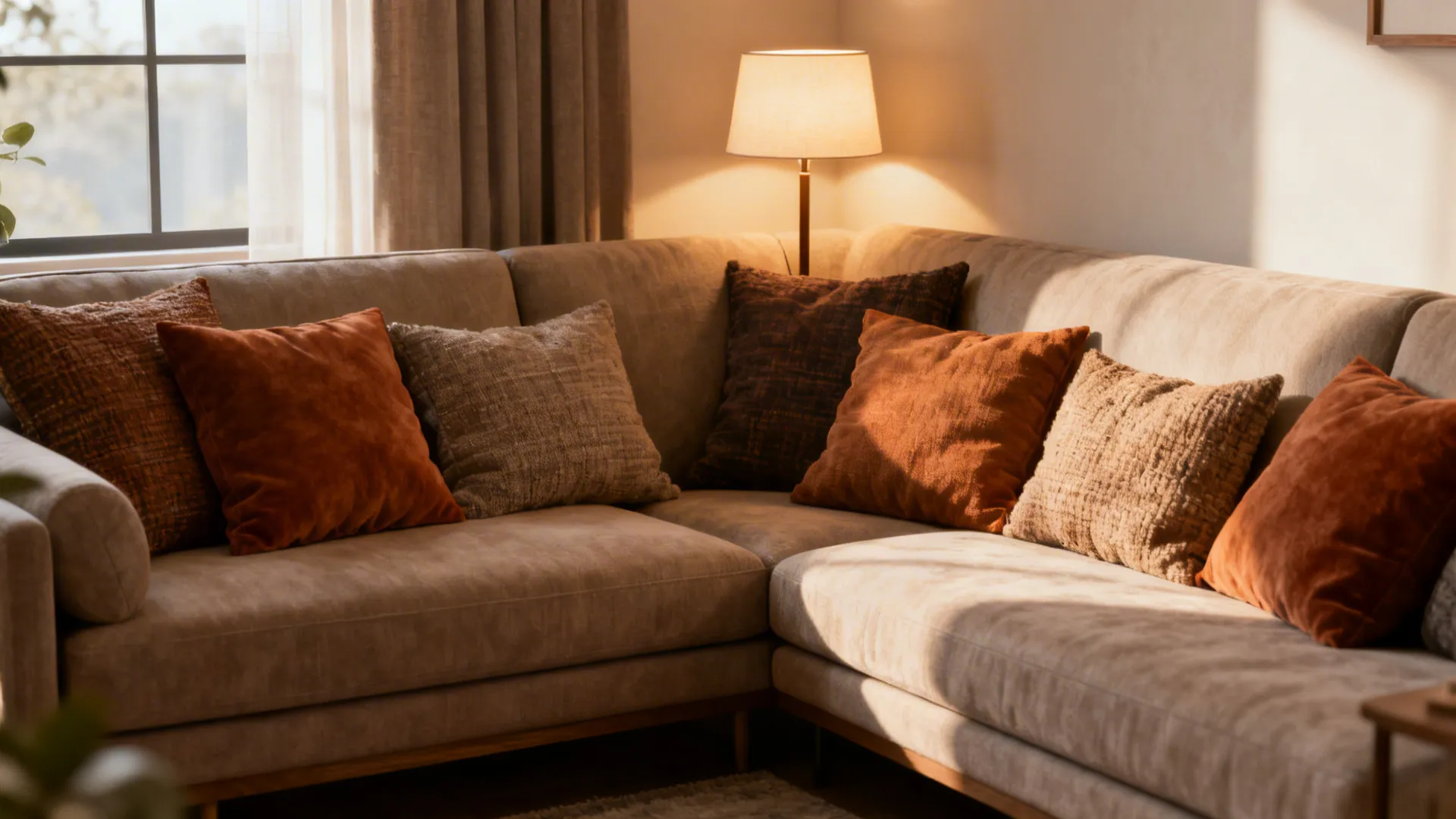 L-shaped arrangement with a compact two-seater and a narrow loveseat forming a cozy corner.