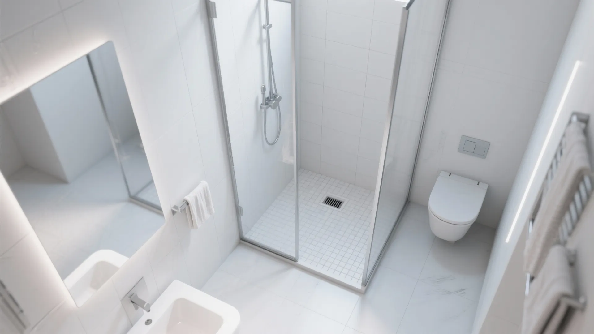 L-Shaped Shower Zone with Continuous Floor