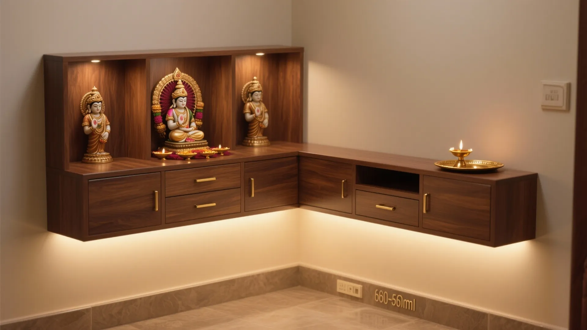 L-shaped corner shrine cabinet