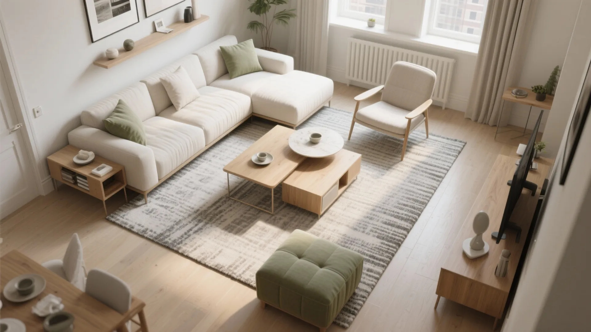 L-Shaped Seating Plan That Opens Circulation