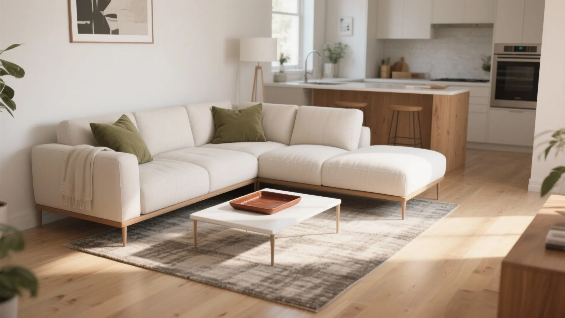 L-Shaped Seating and a Zoned Rug Strategy
