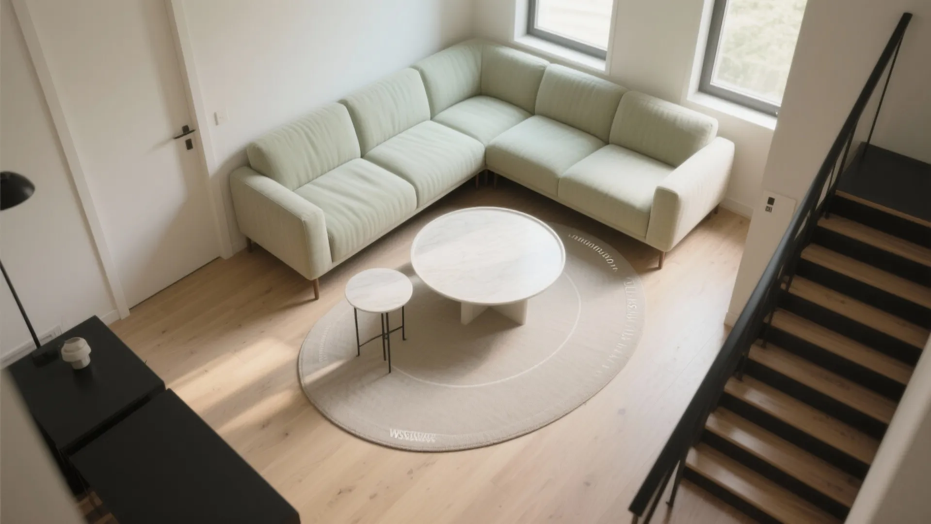 3) Compact L-Shaped Seating to Clear the Walkway