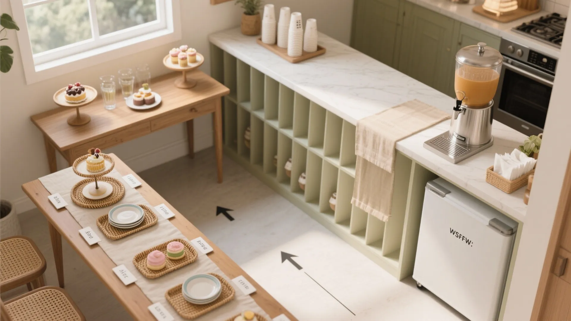 L-Shaped Dessert + Drinks Station