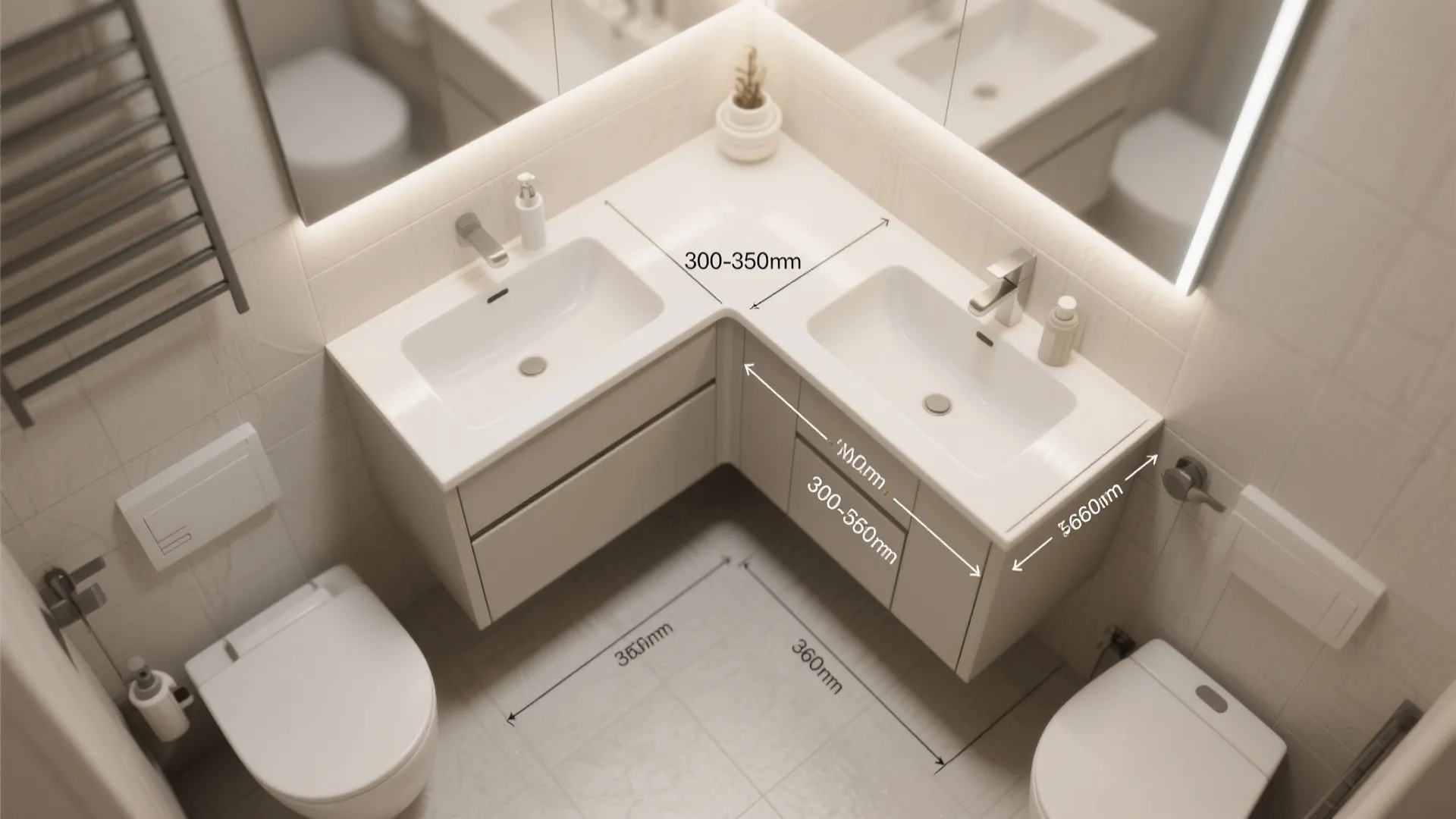 Compact L-Shaped Vanity for Tight Corners