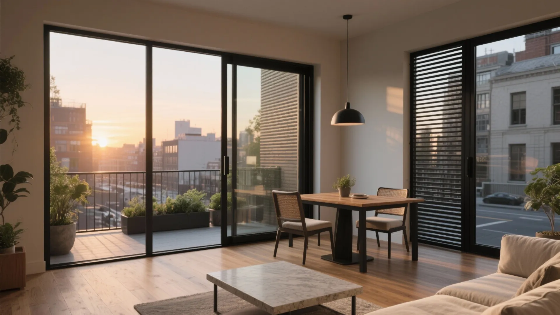 L-Shaped Living Floor with Wraparound Balcony