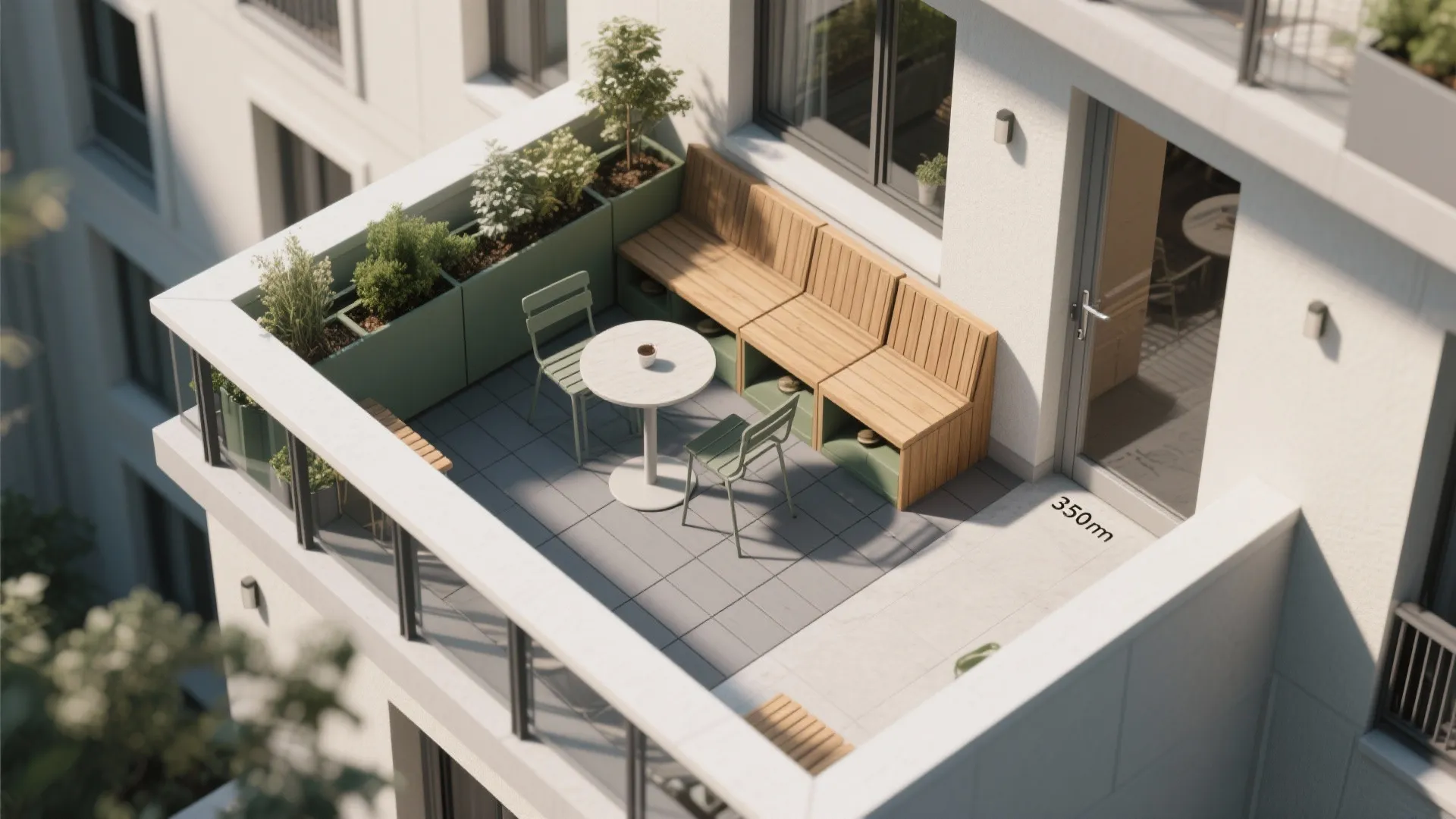 L-Shaped Zoning for Small Balconies