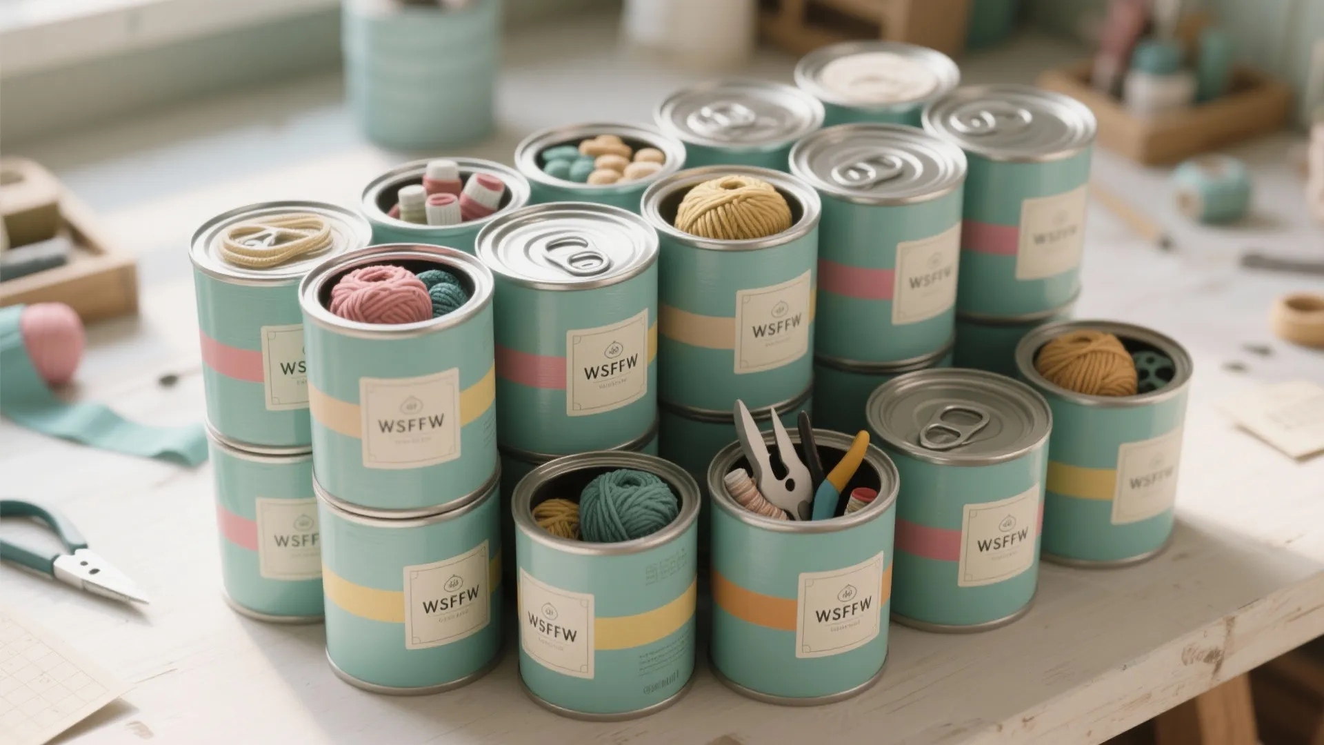 4. Labeled stackable storage for craft corners