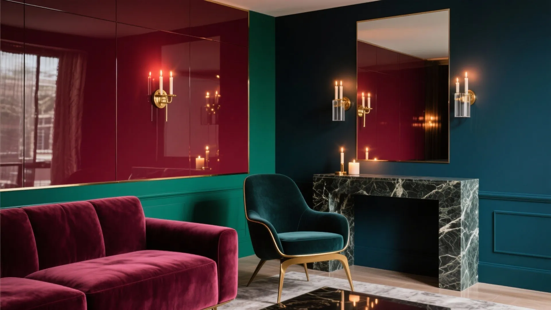 High-Gloss Lacquer Accent Wall