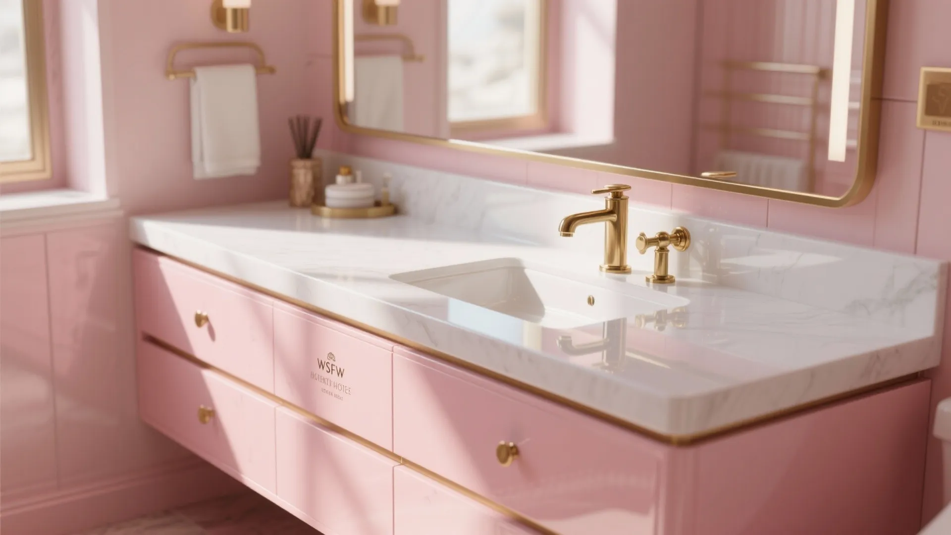 4. Lacquered Vanities and High-Contrast Countertops