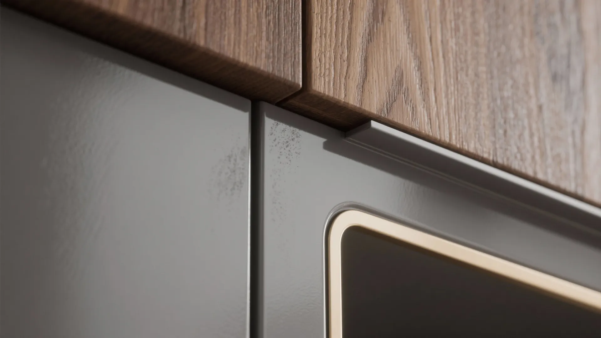 4. Mixed materials: grey lacquer with brown wood grain