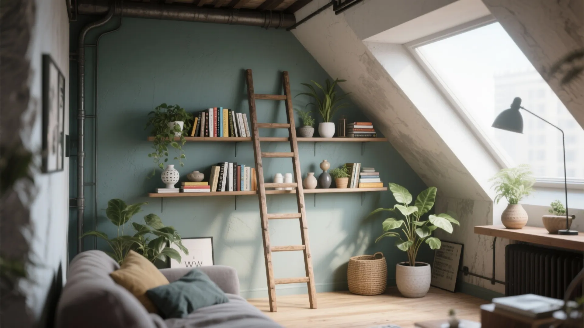 3. Ladder-Style Corner Shelf