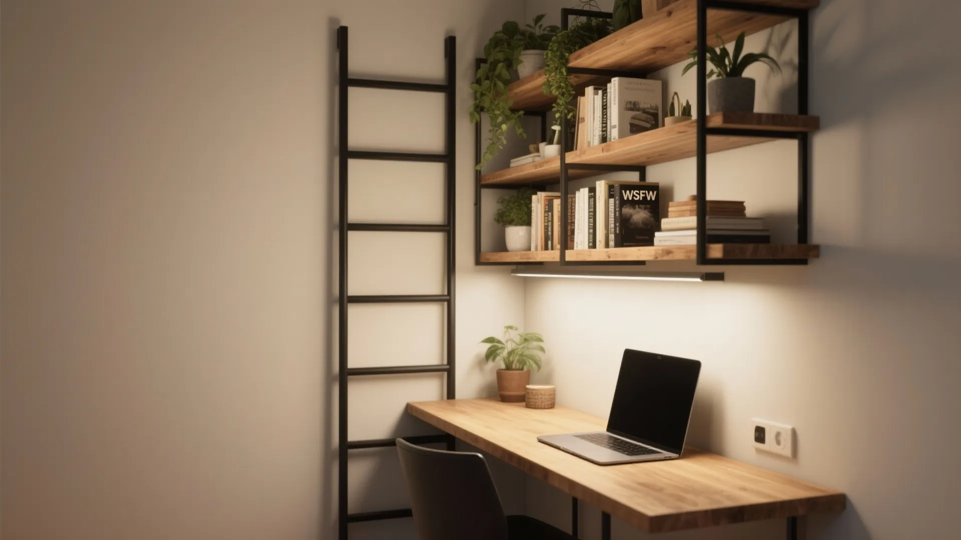 3. Narrow Ladder Desk for Vertical Storage