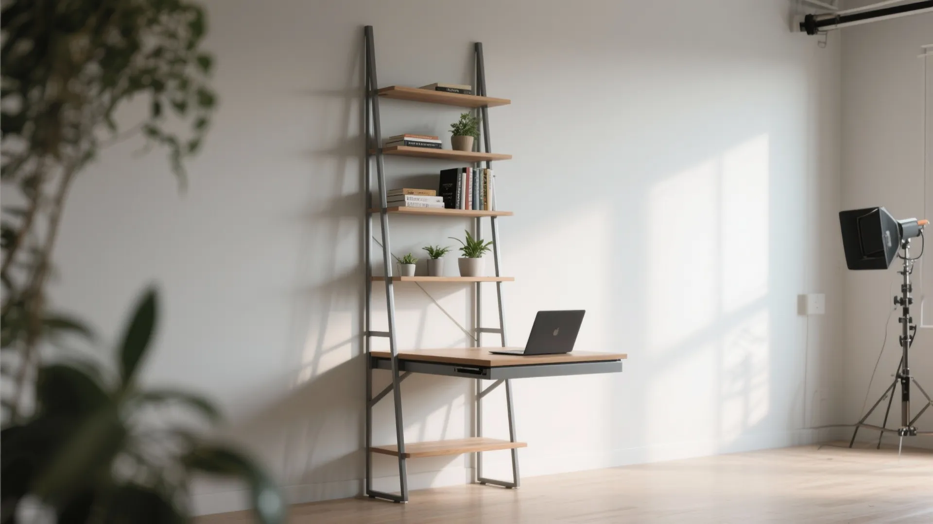 5. Vertical ladder desk with integrated storage