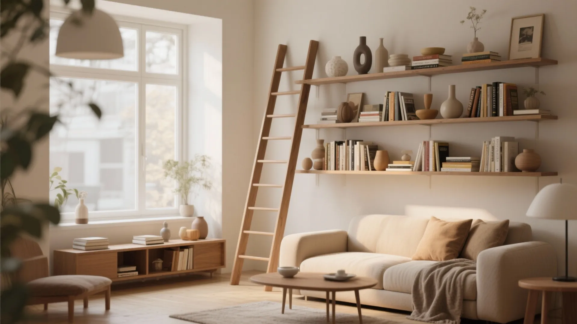 3. Ladder-Style Leaning Shelf