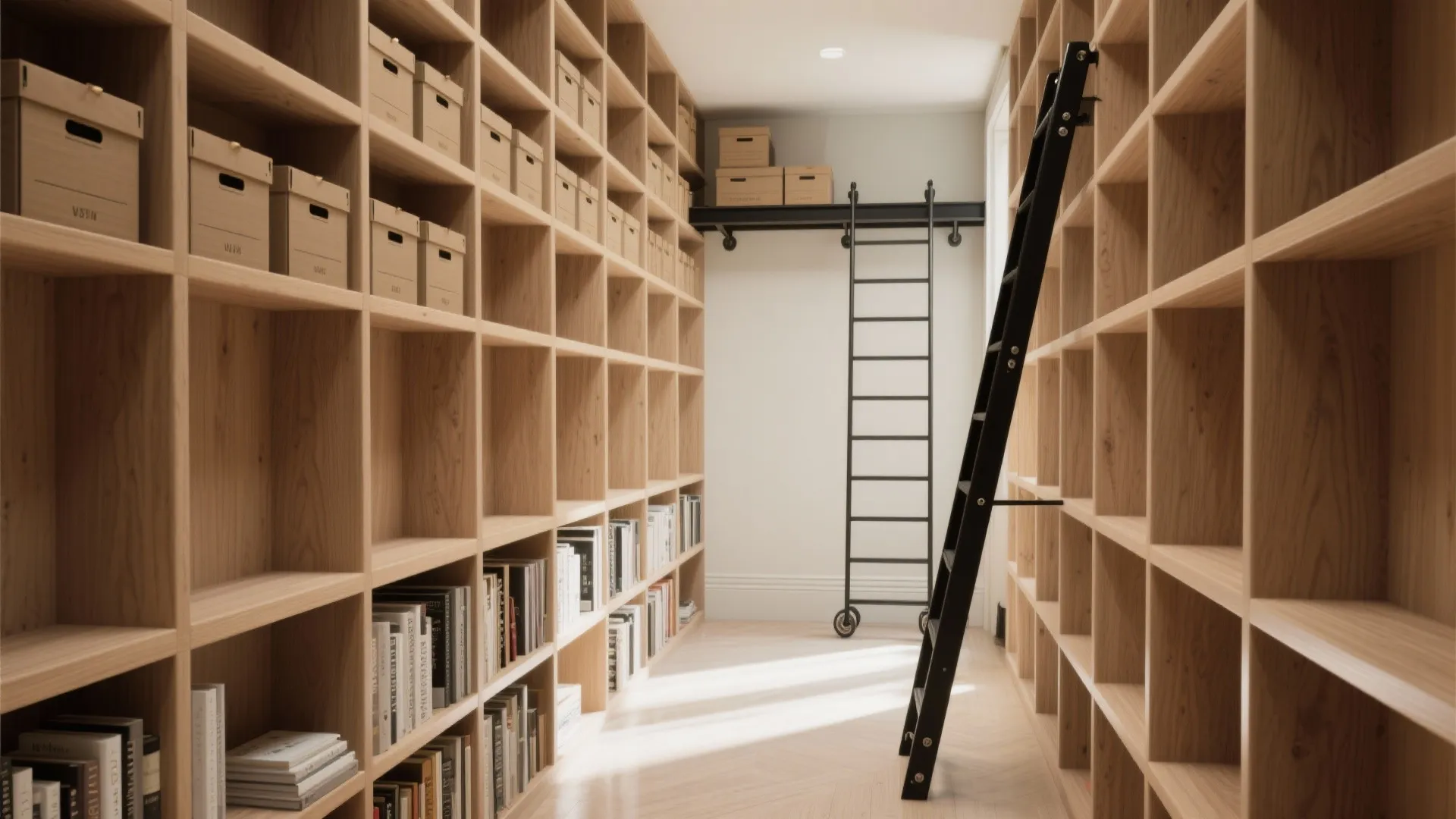 Wall-to-Wall Library with Rolling Ladder
