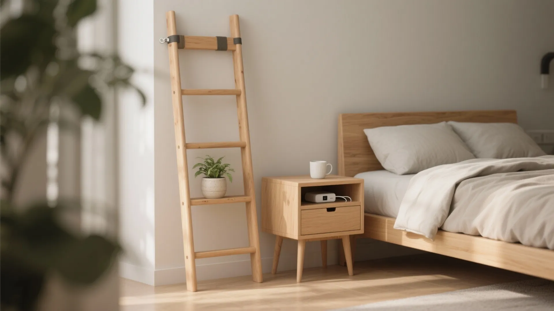 2. Narrow ladder nightstand