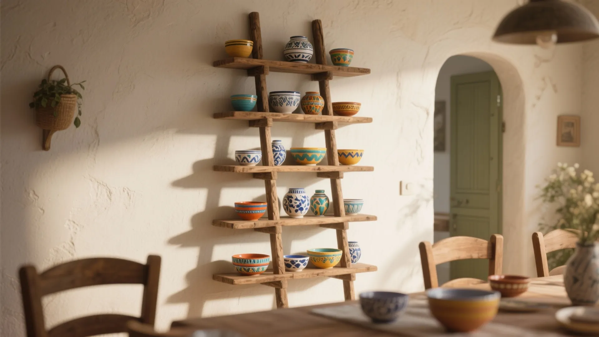 7. Vertical Ladder-Style Shelf