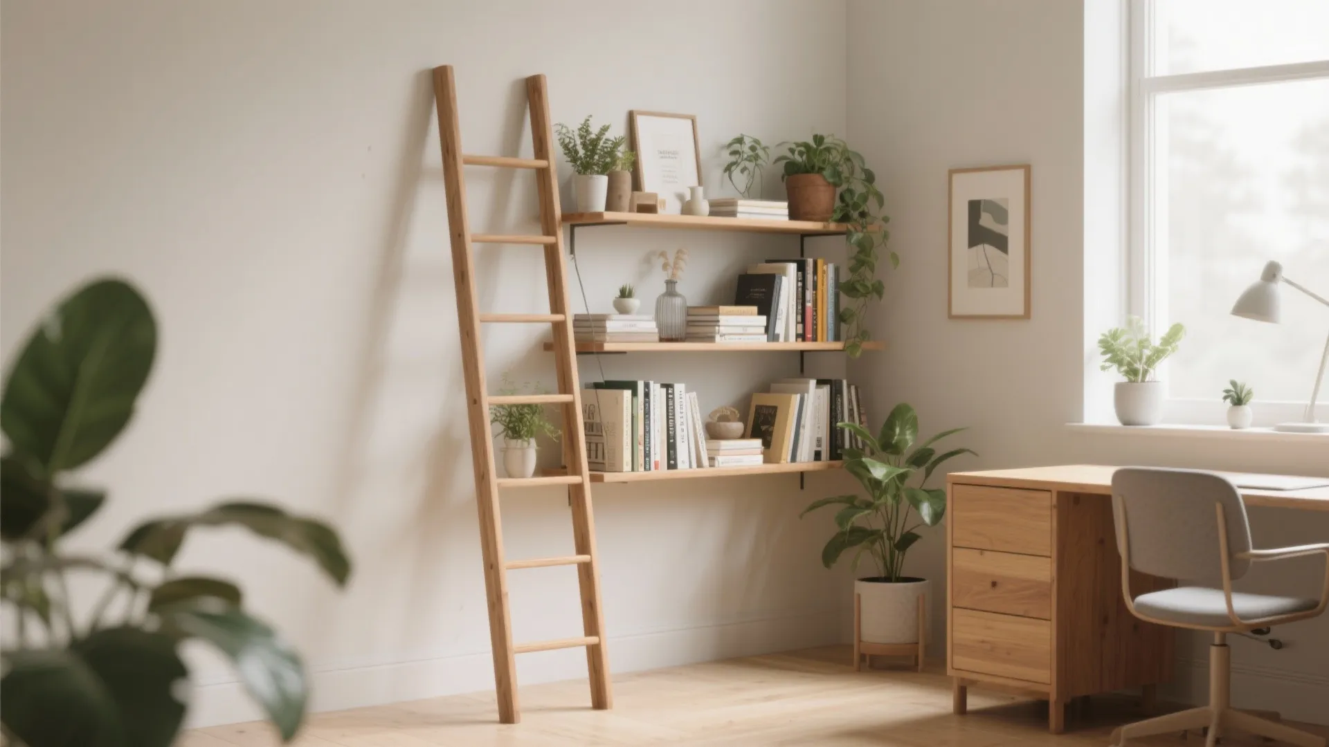 2. Ladder-Style Shelving Unit