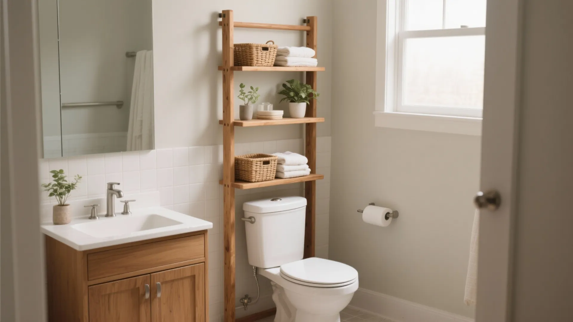 Over-the-Toilet Ladder Shelf
