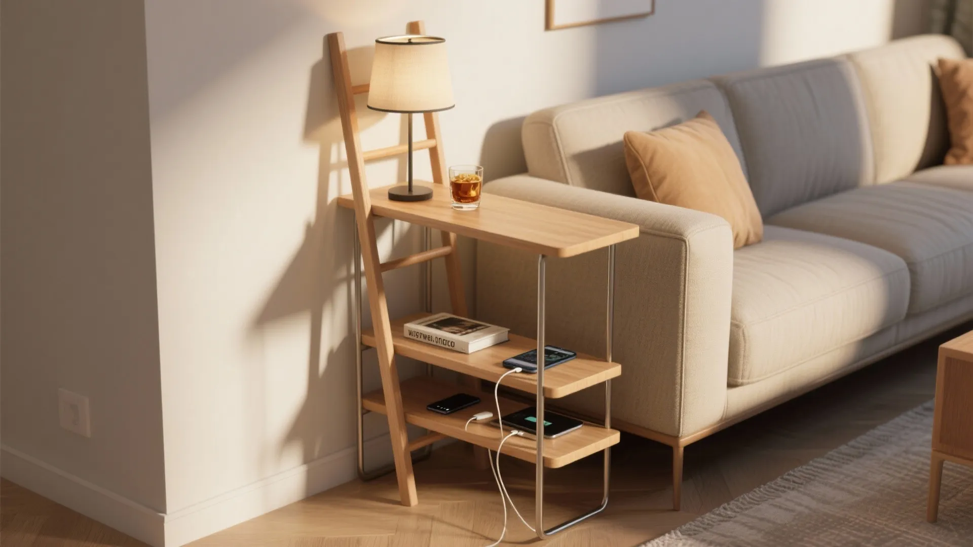 5. Minimal Ladder Side Table — Multifunctional and Airy