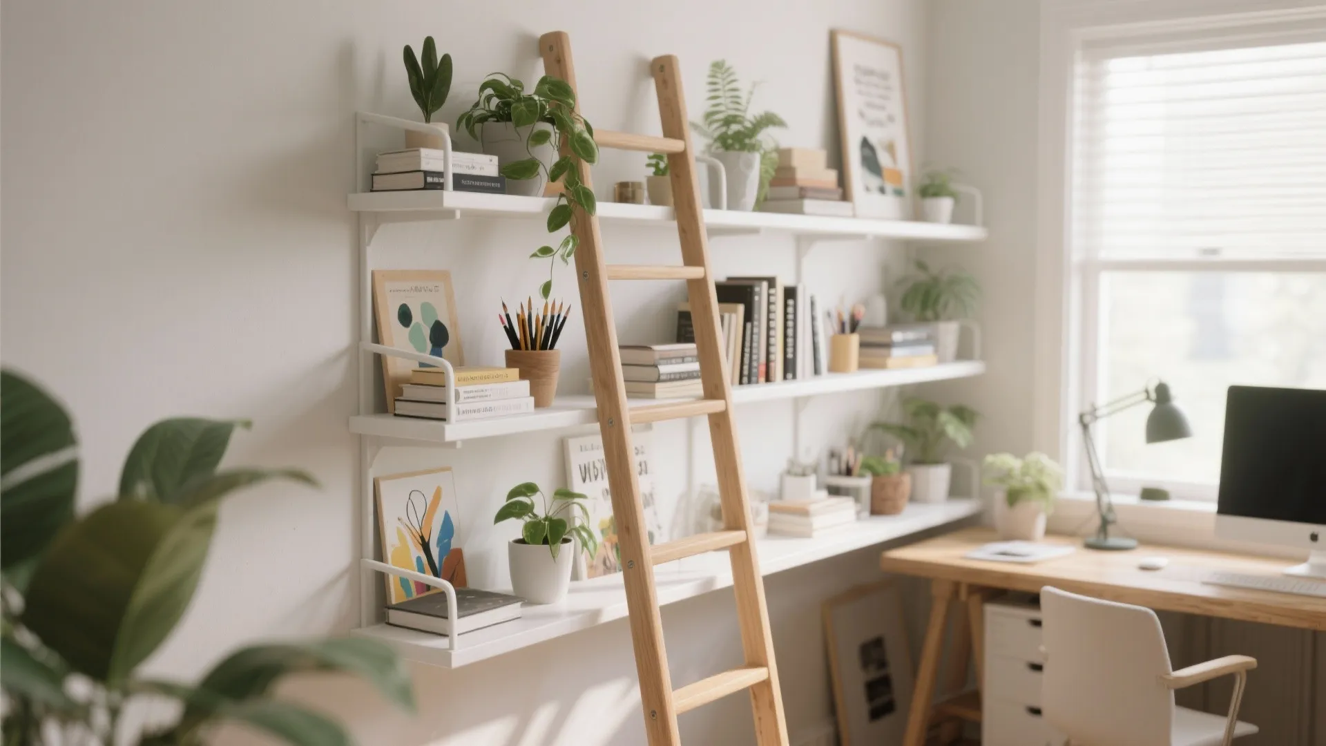 2. Ladder-Style Shelves