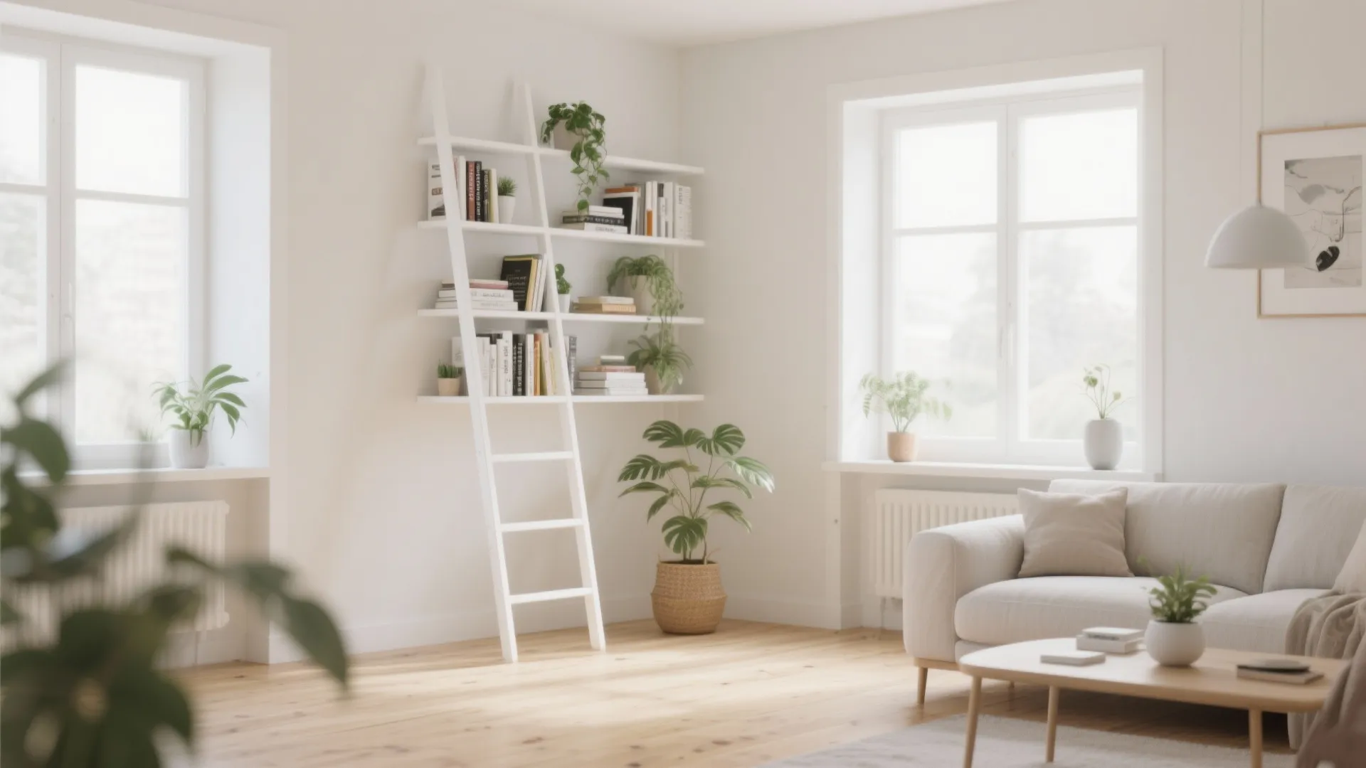 3. Ladder-Style Shelving