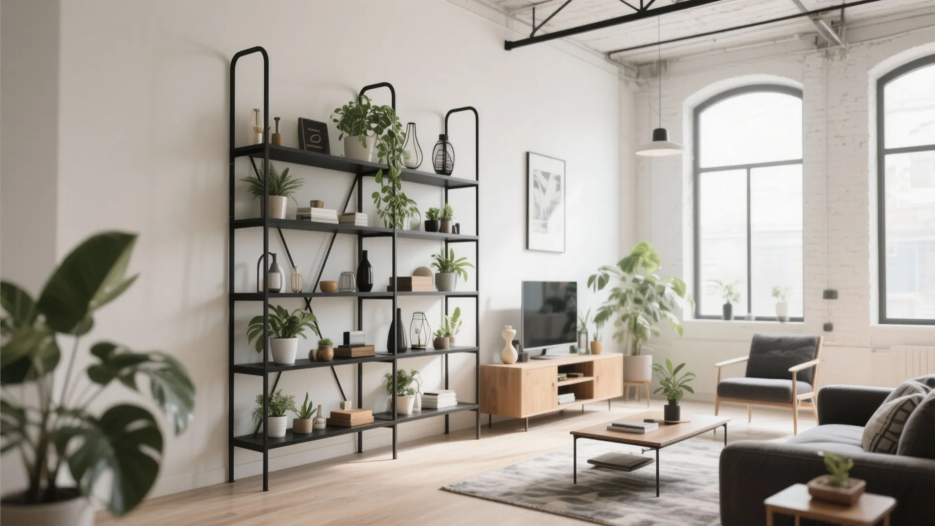 3. Ladder-Style Leaning Shelves