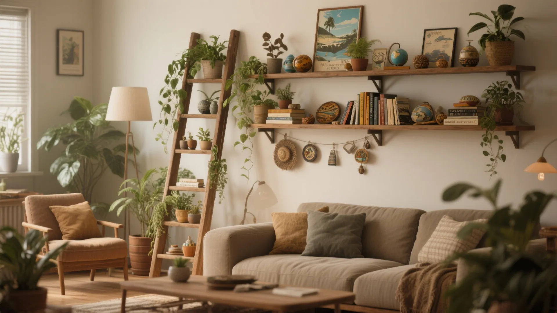 Ladder-Style Wall Shelves