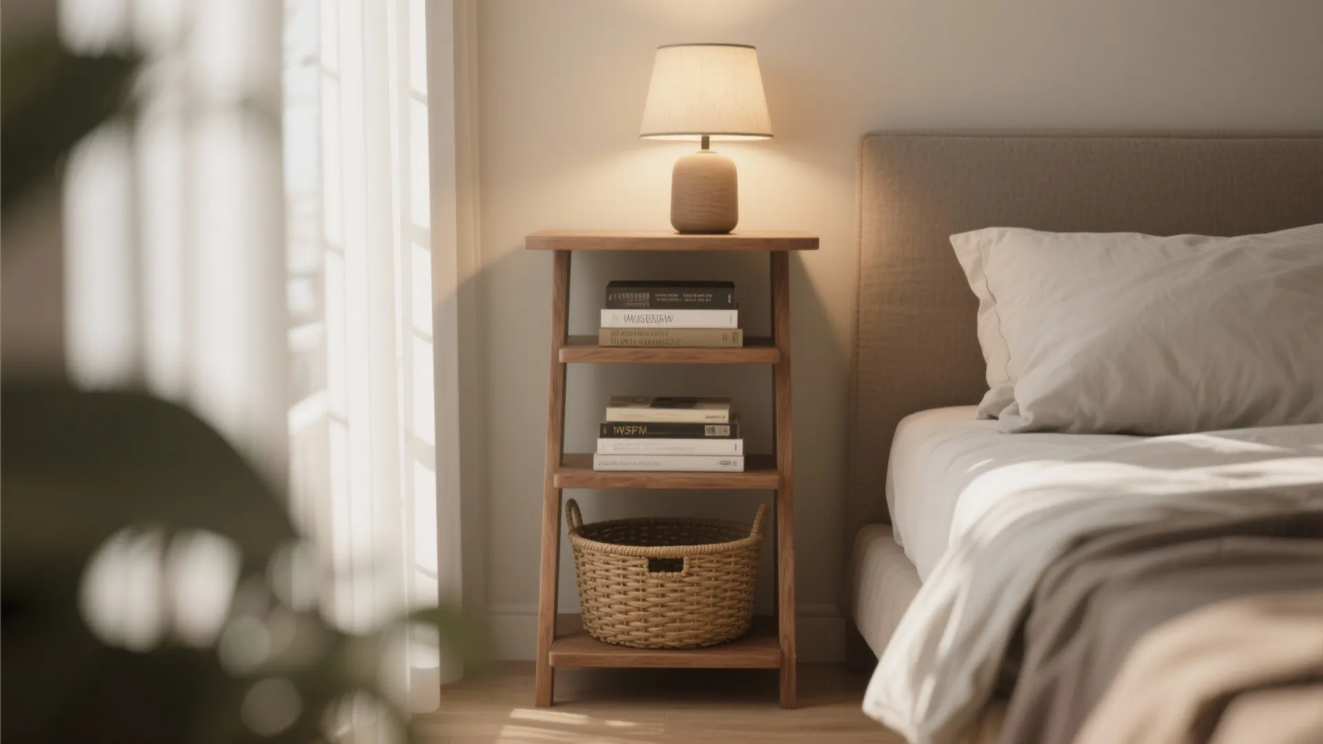 4. Narrow ladder table for layered storage