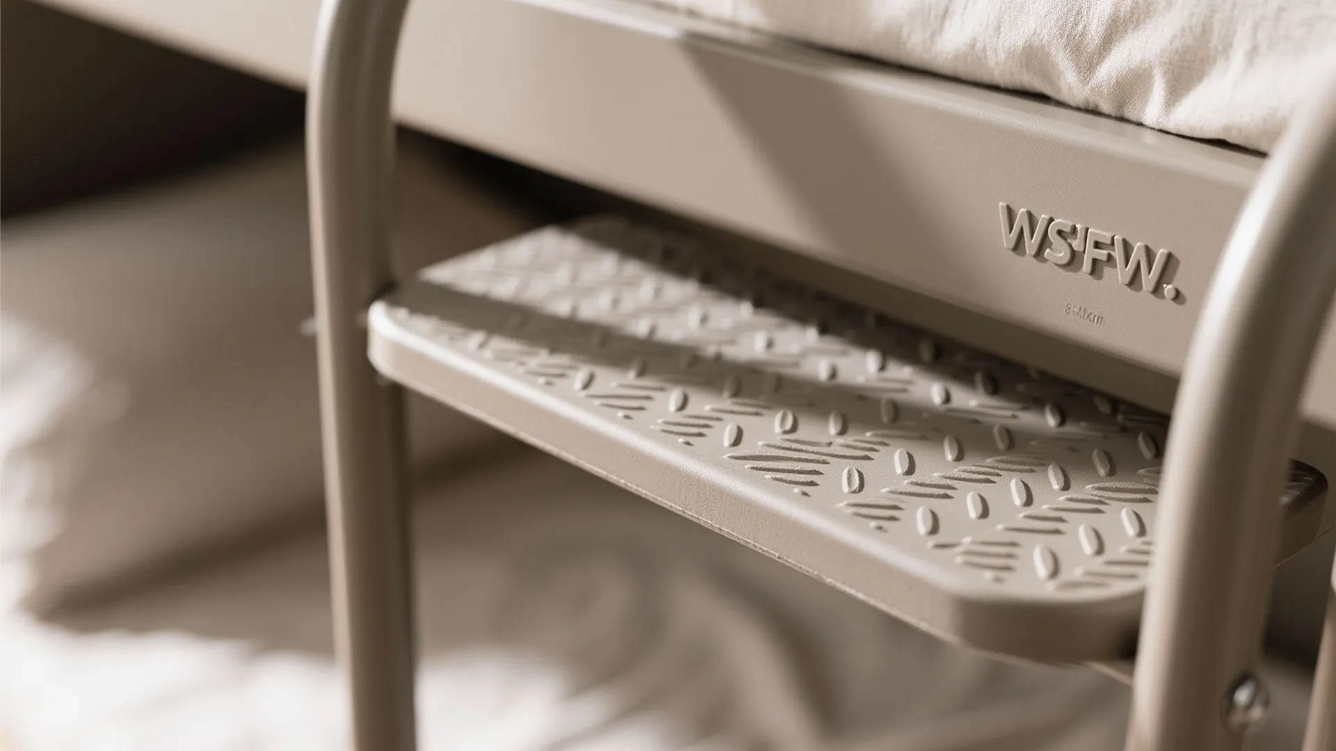 Staggered triple bunks with offset ladders