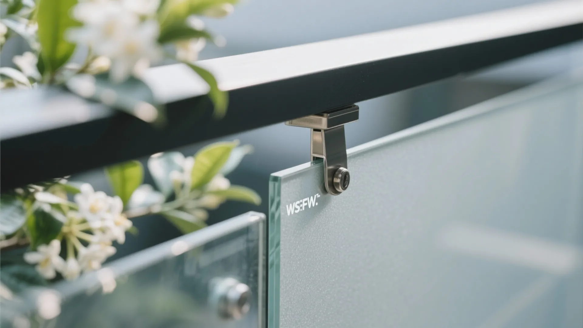 Glass wind screen + greenery for light, shelter, and privacy