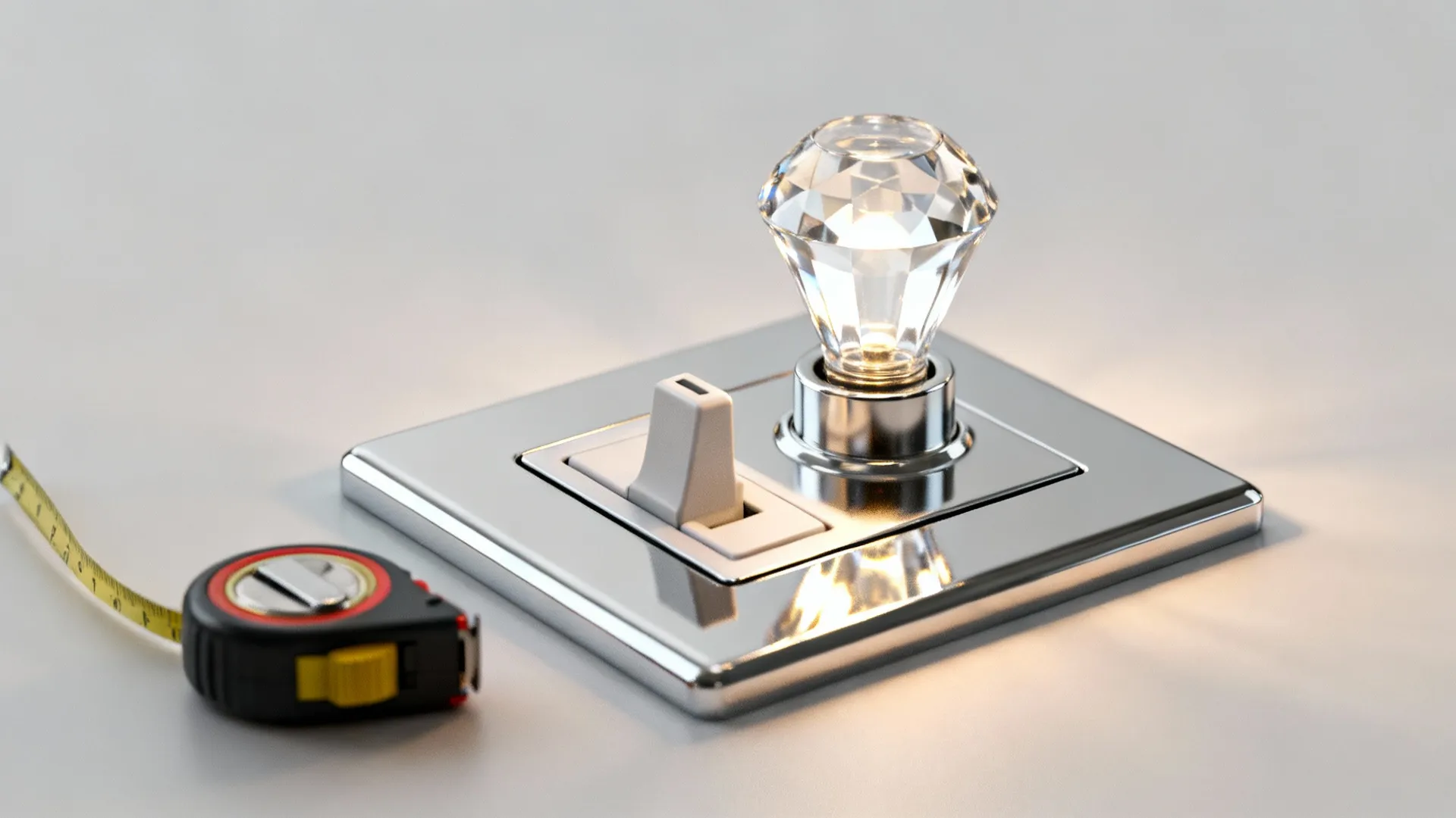 Lamp with integrated dimmer and clear-glass shade details for small rooms