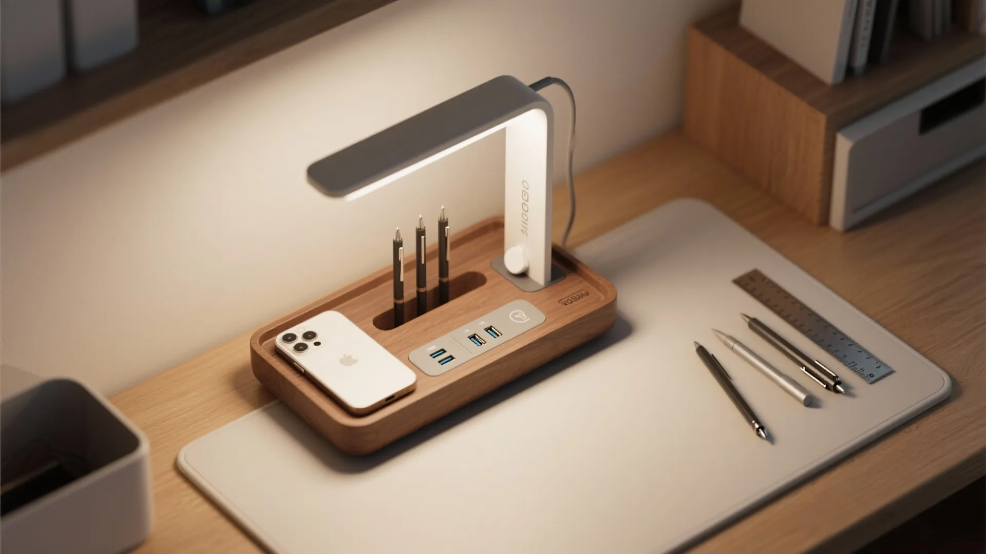 4. Multi-Functional Lamp with Built-in USB and Organizer
