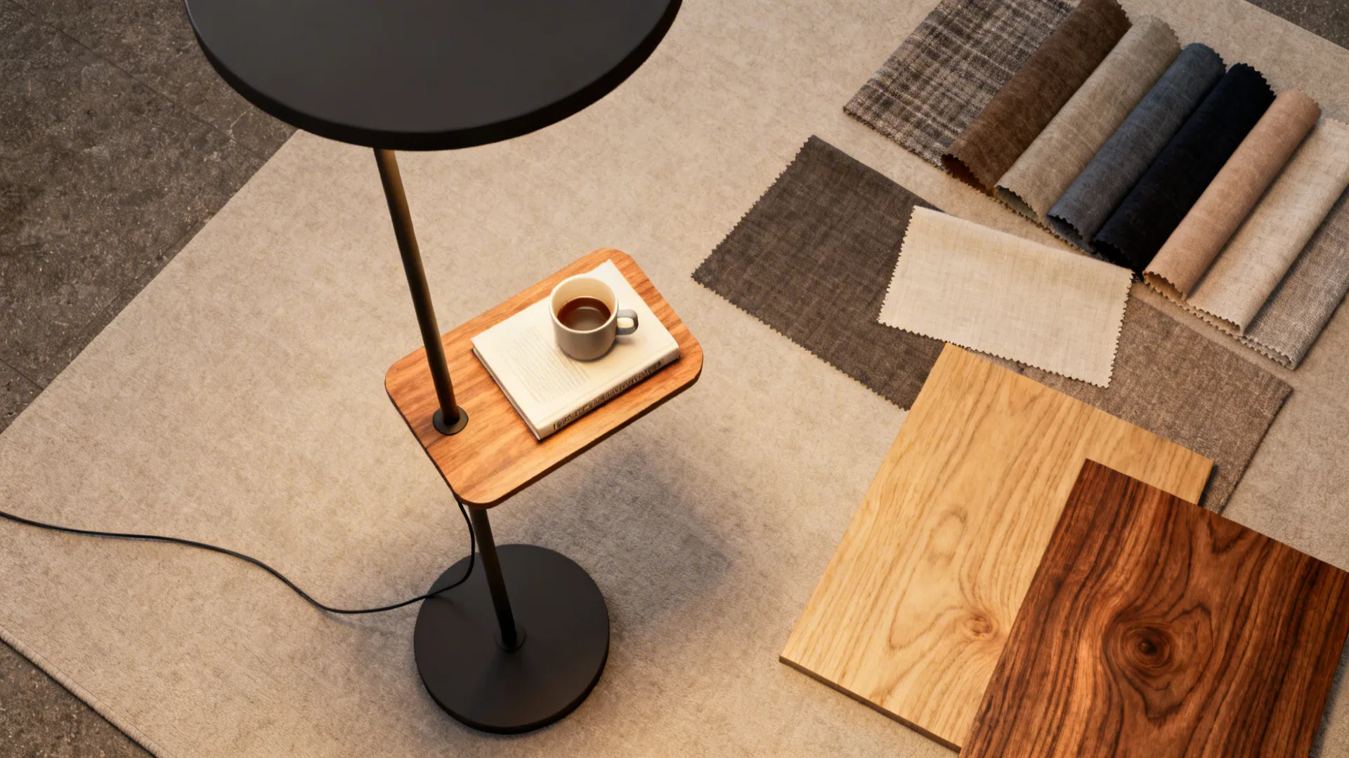 5. Floor lamp with built-in side table for multifunctional use