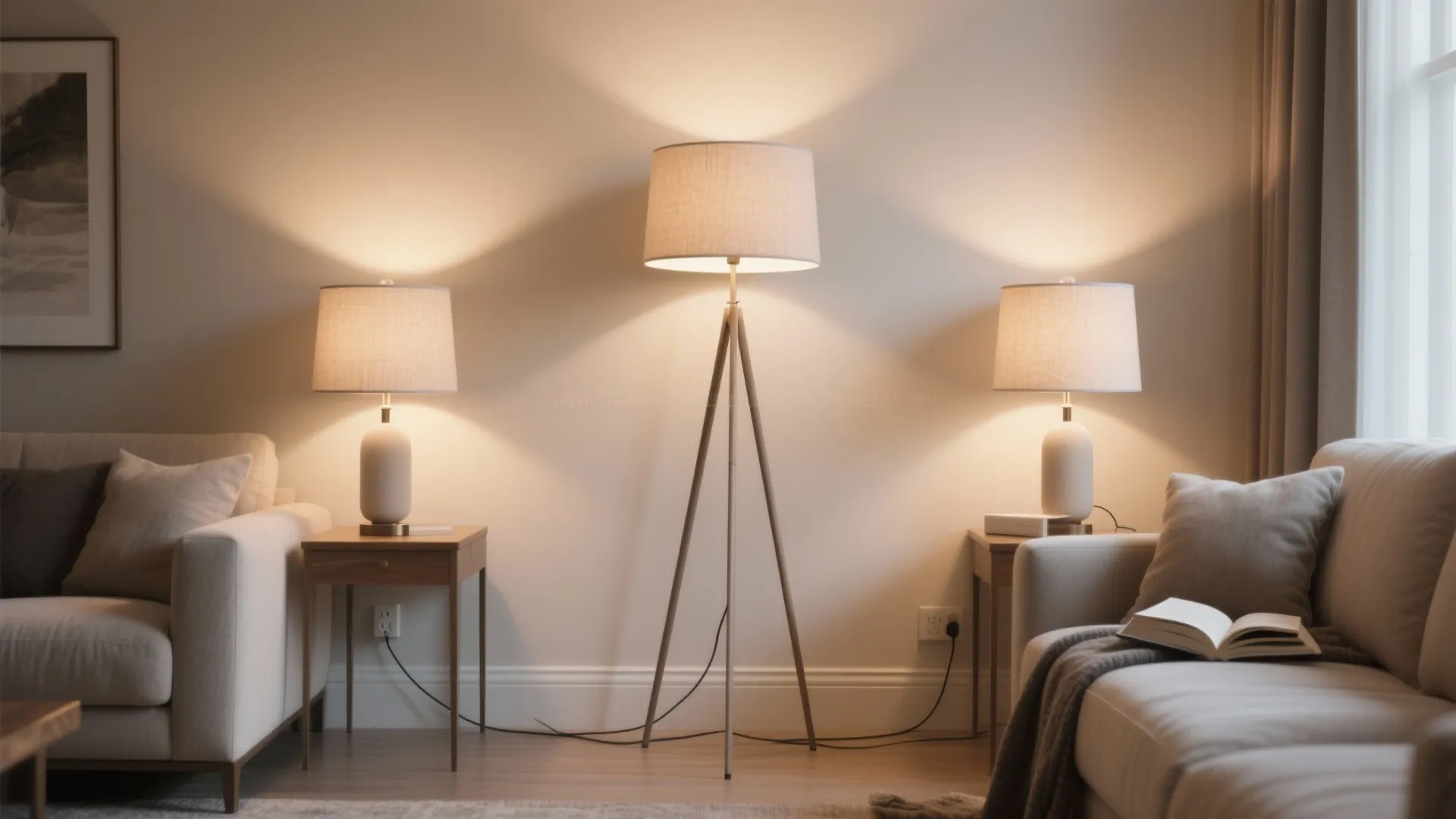 2) Layered Table Lamps with Warm-Dim Bulbs
