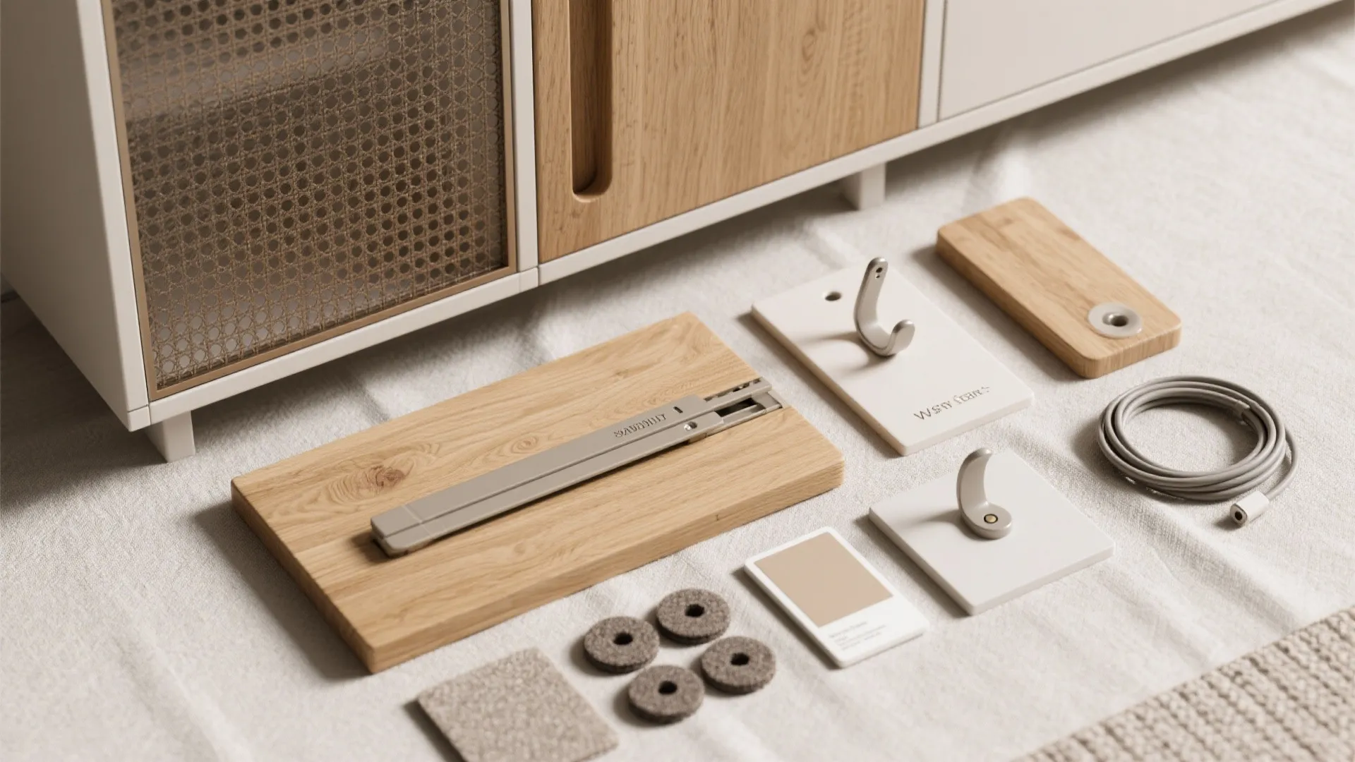 Smart storage at the landing: bench, hooks, and hidden tech