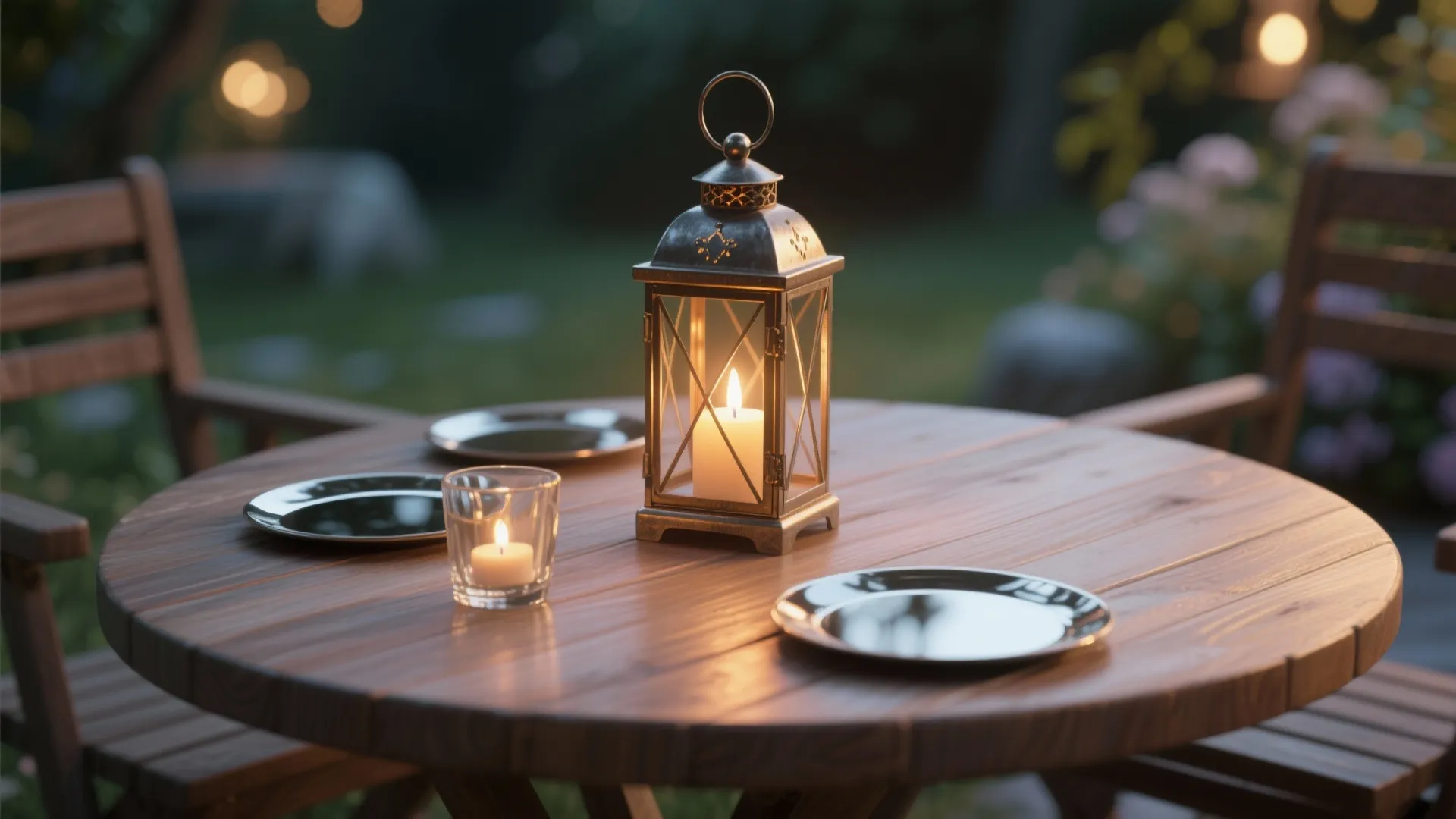 1. Lantern-Centered Bistro Table
