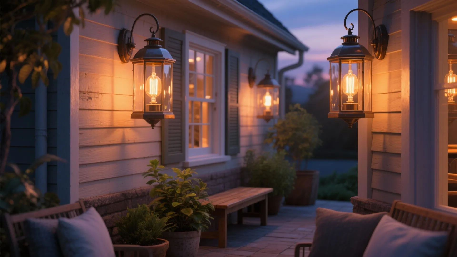 2. Lantern-Style Sconces with Clear Glass